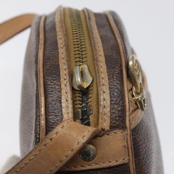 CELINE Macadam Canvas Shoulder Bag PVC Leather Brown Gold Auth - Picture 10 of 16